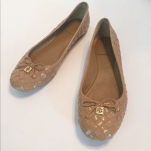 Tory Burch Tan Prescott Patent Leather Flats